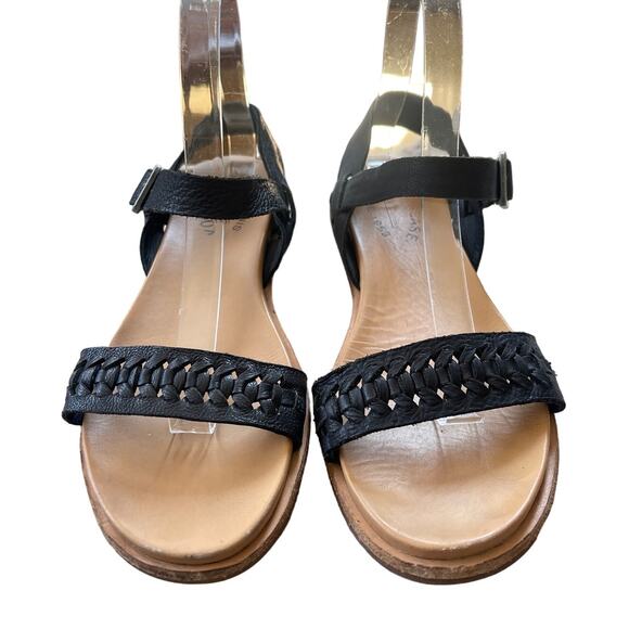 Korkease Womens 8 Yucca Leather Braid Sandal Comfort Walking Black Ortho Flat - Picture 2 of 6